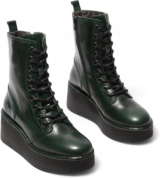 Fly Womens HAIT273 Leather Lace-up Chunky Platform Ankle Boots