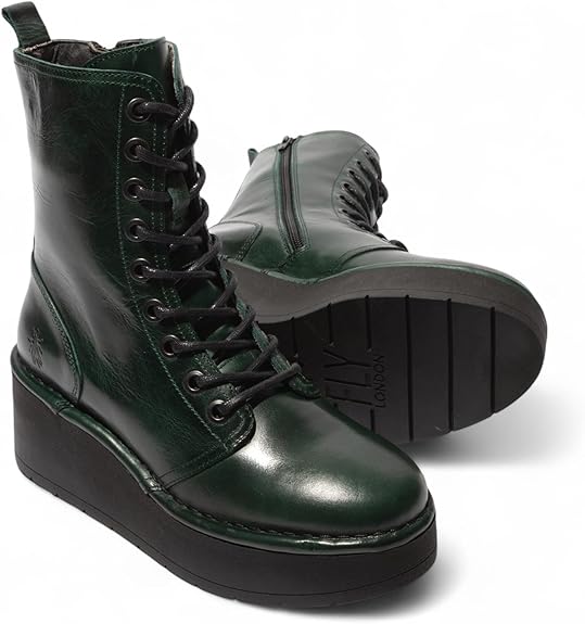 Fly Womens HAIT273 Leather Lace-up Chunky Platform Ankle Boots